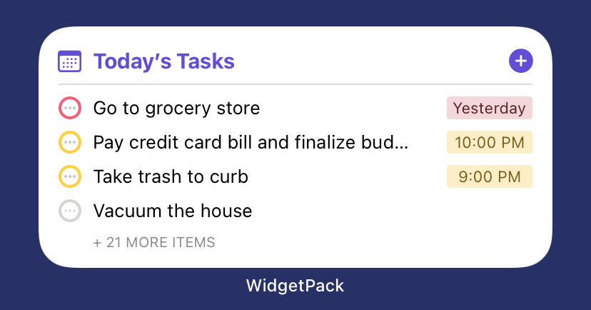 Screenshot of the medium widget showing today's tasks in light mode